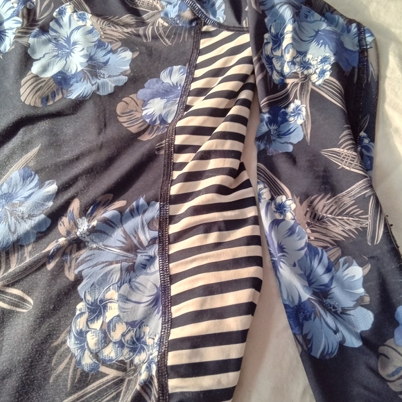 wonder nation Navy Blue Floral & White Striped Long Sleeve One-Piece Swimsuit - Picture 5 of 5